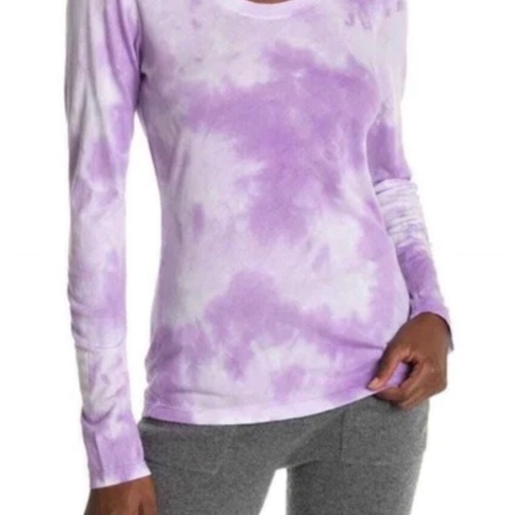 COPY - Sundry tie dye scoop neckline long sleeve shirt color lilac/white size 1 - Picture 2 of 4